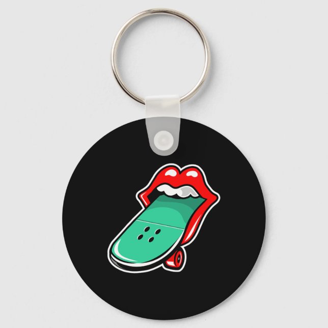 Mouth Lips Skateboarding  Keychain (Front)