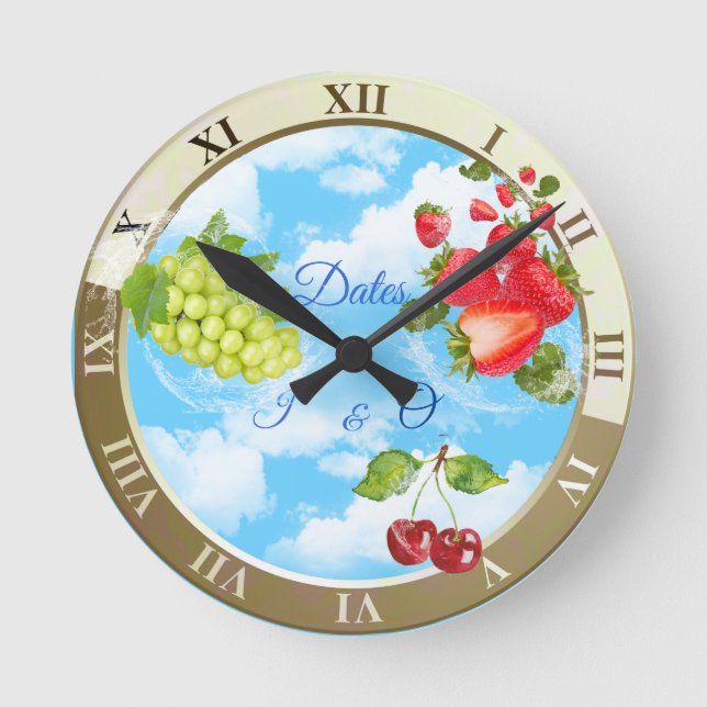 Mouth-watering Tropical Fruits Round Clock (Front)
