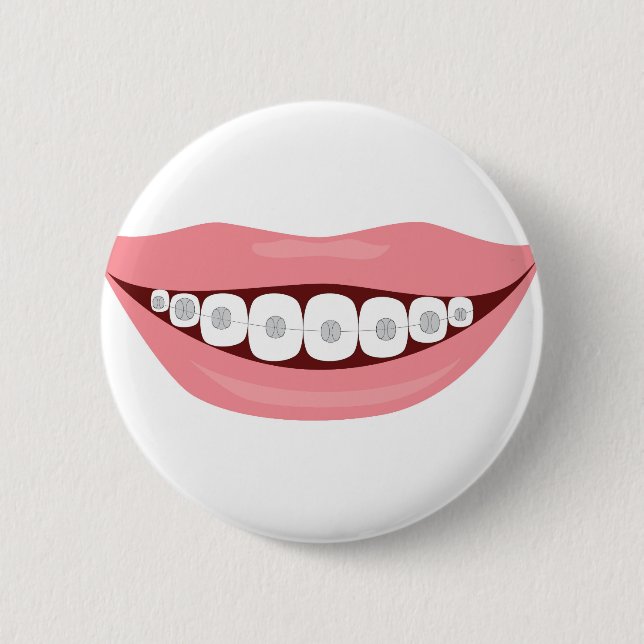 Mouth with Braces 2 Inch Round Button (Front)