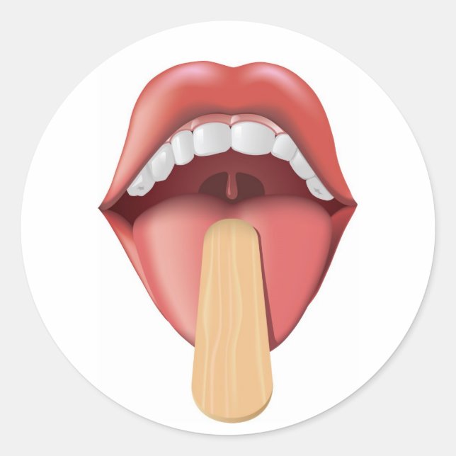 Mouth With Tongue Depressor Classic Round Sticker (Front)