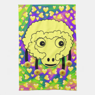 Mouton Coeurs Jaunes Serviette de cuisine