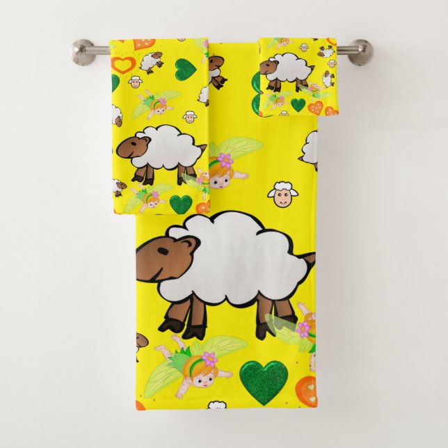 Mouton Fairy Hearts Salle de bain Serviettes (En situation)