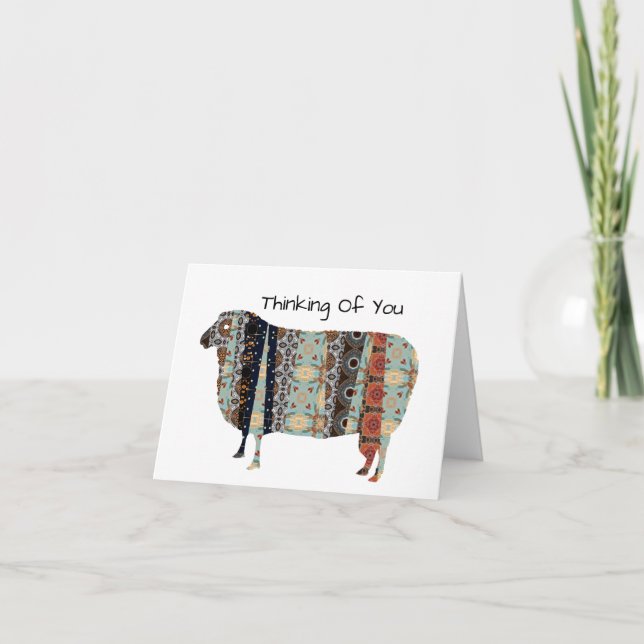 Mouton Penser De Vous Plier Carte De Voeux (Devant)