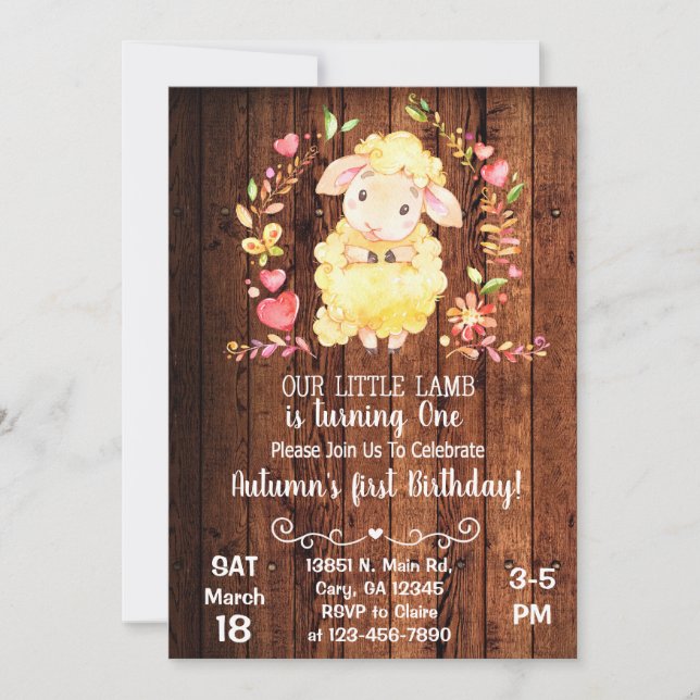 Mouton, petit agneau, invitation à l'anniversaire  (Devant)