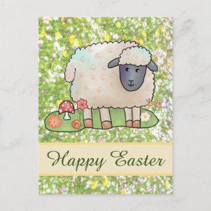 Mouton sur la carte postale pâturée