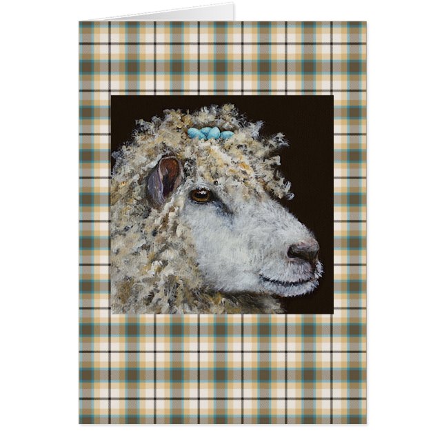moutons avec la carte de nid sur le plaid (Devant)