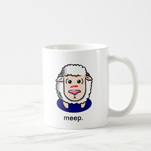 moutons avec la tasse timide de message (Droite)