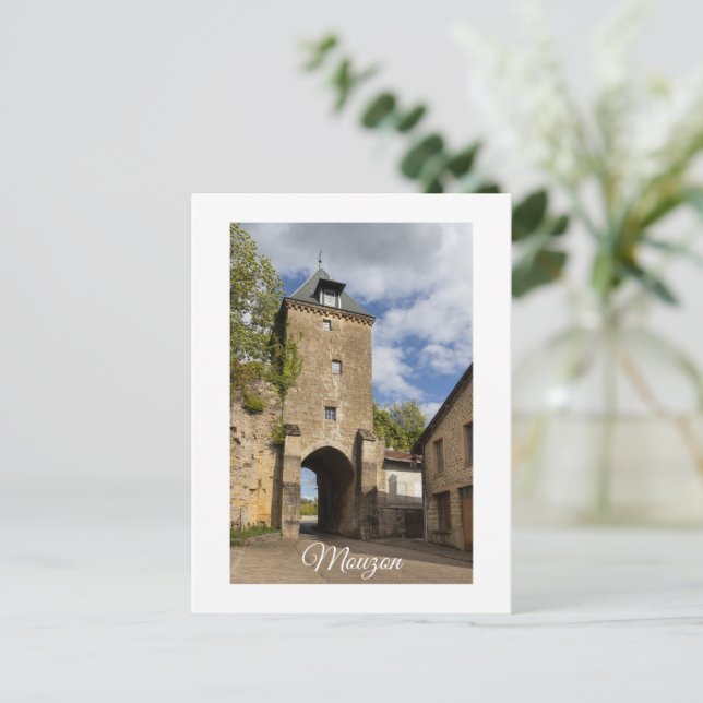 Mouzon Medieval Gatehouse, France Holiday Postcard (Standing Front)
