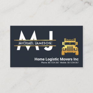 Movable Gold Monogram Placard Logistics Transport Business Card