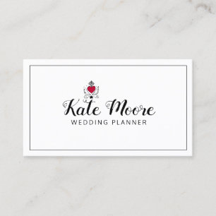 Movable Heart Wings Wedding Planner Script Type Business Card