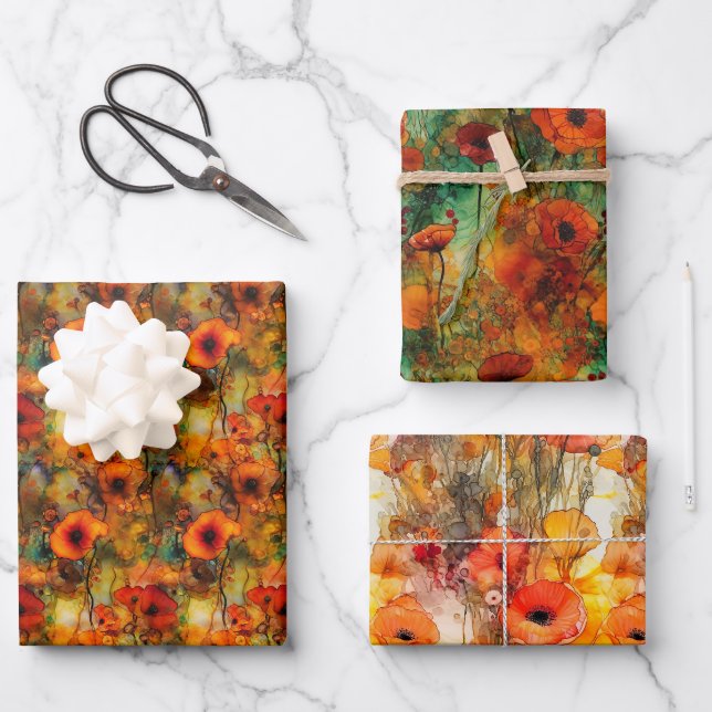 Movana - Red Poppy World - Set Wrapping Paper Sheet (Front)