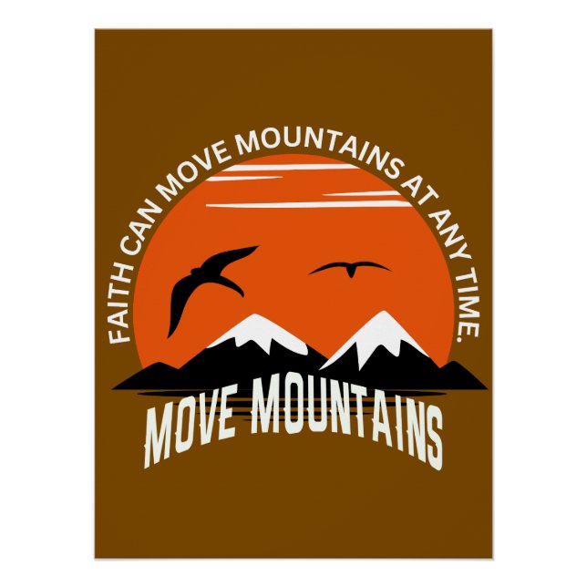 Move Mountains – Inspirational Sunset Poster (Devant)