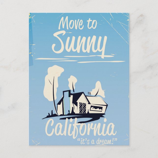 Move to sunny California vintage poster Postcard (Front)