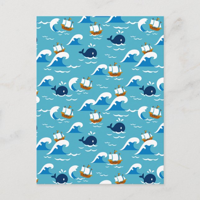  Move with the Sea Waves Pattern Postcard (Front)
