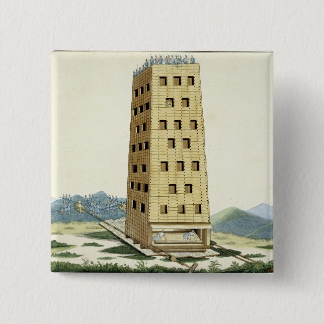Moveable tower, designed after Caesar's tower at N 2 Inch Square Button (Front)
