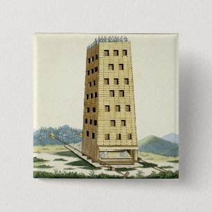 Moveable tower, designed after Caesar's tower at N 2 Inch Square Button