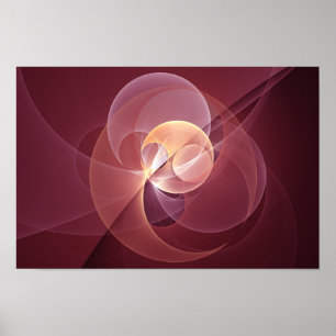 Movement Abstract Modern Wine Red Pink Fractal Art Poster