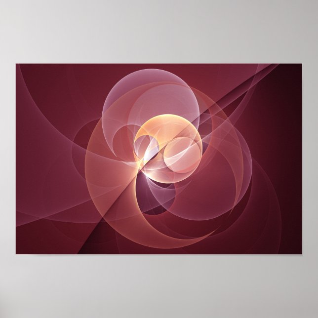Movement Abstract Modern Wine Red Pink Fractal Art Poster (Front)