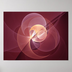 Movement Abstract Modern Wine Red Pink Fractal Art Poster