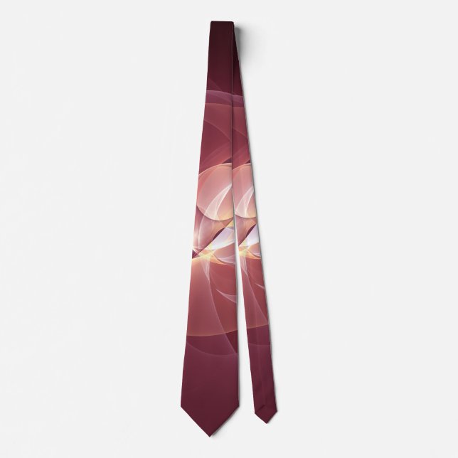 Movement Abstract Modern Wine Red Pink Fractal Art Tie (Front)