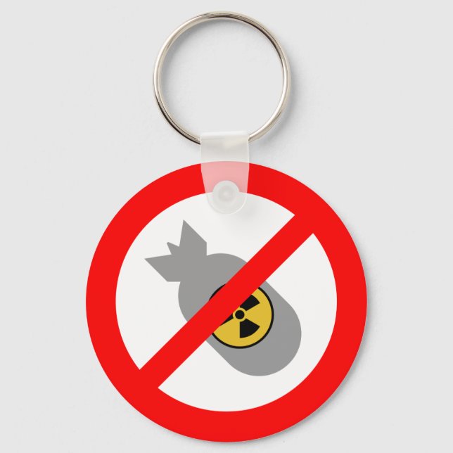Movement for Peace STOP! NO NUCLEAR BOMB! Keychain (Front)