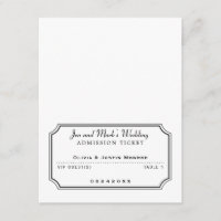 Movie Admission Ticket Black and White Placecard
