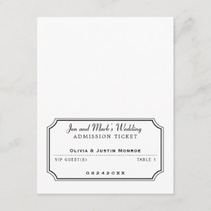Movie Admission Ticket Black and White Placecard