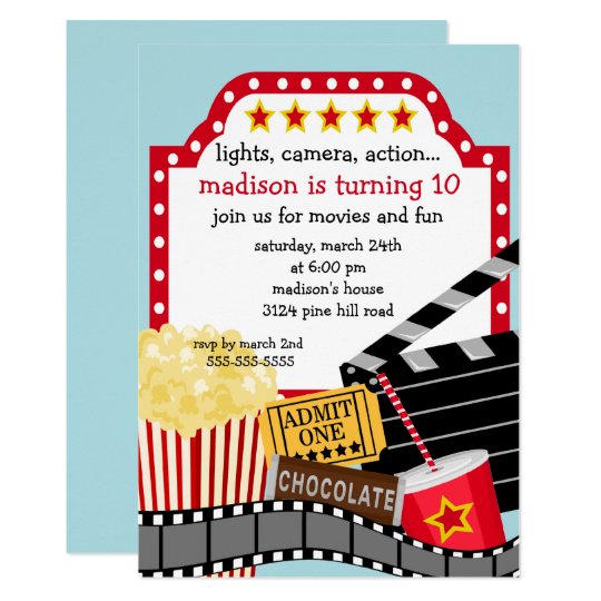 Movie Birthday Party Invitation | Zazzle.ca