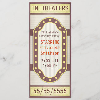 Movie Birthday Party Marquee Invitation