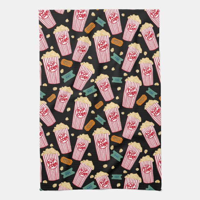 Movie Buffs Popcorn and Film Night Kitchen Towel (Vertical)