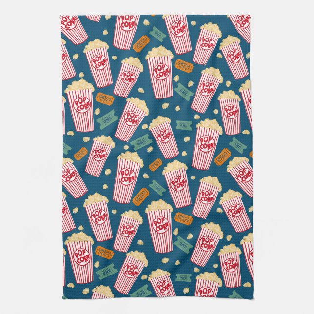 Movie Buffs Popcorn and Film Night Kitchen Towel (Vertical)