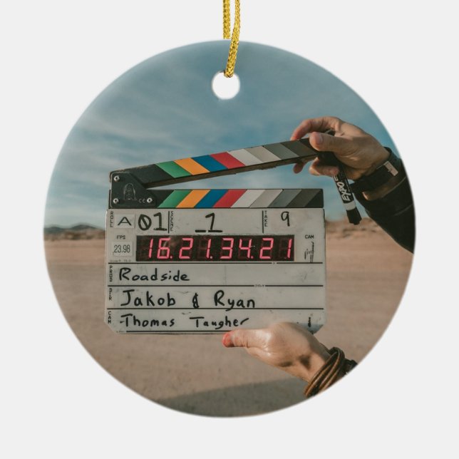Movie Director Clap Film Cinema Camera Ceramic Ornament (Front)