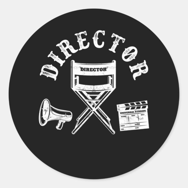 Movie Director Filmmaker Director Chair Classic Round Sticker (Front)