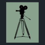 Movie Film Camera Pop Art Poster<br><div class="desc">A sage green and black pop art poster featuring a film camera on a tripod. A luddite delight!</div>