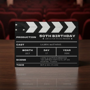 Movie Film Clap Board 50th Birthday Party Invitation