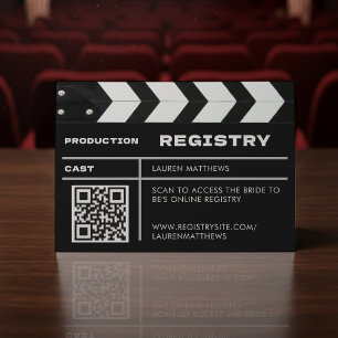 Movie Film Clap Board QR Code Wedding Registry Enclosure Card