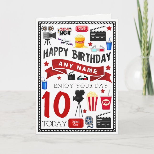Movie Film Night Personalised Birthday Card (Front)