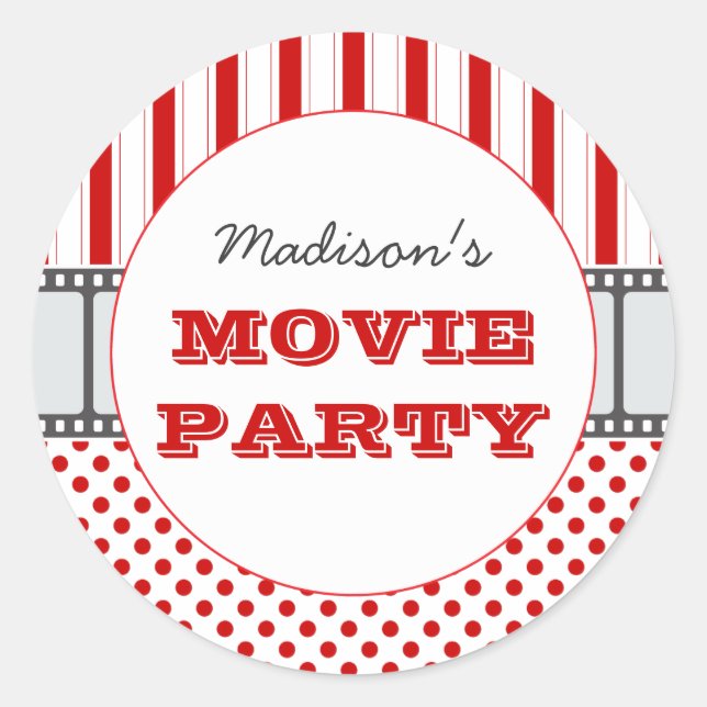 Movie Film Personalized Party Sticker (Front)