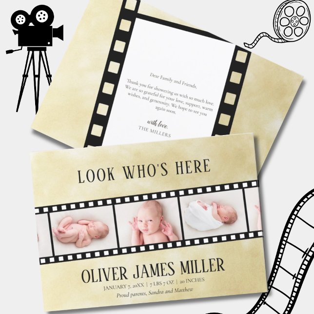Movie Film Strip Photo Collage Birth Announcement (Creator Uploaded)