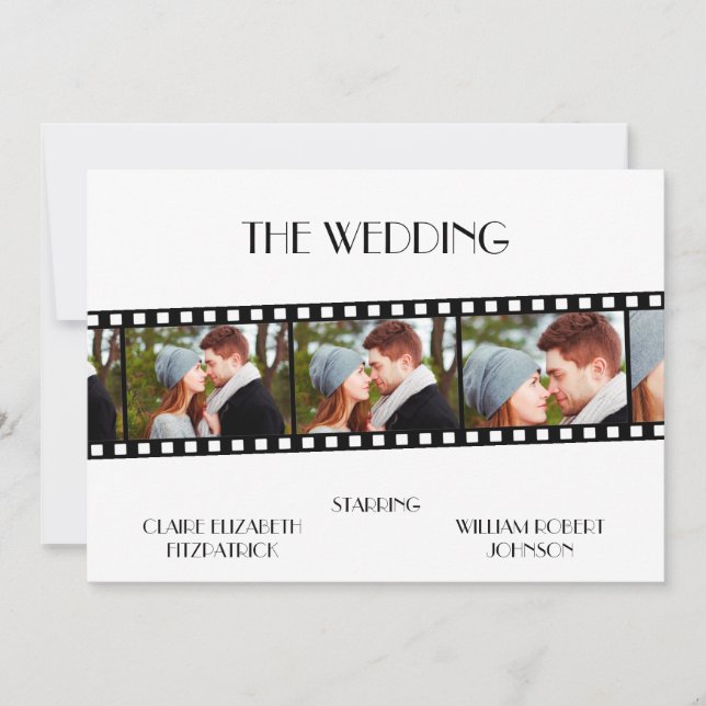 Movie Film Strip Photo Collage Wedding Invitation (Front)