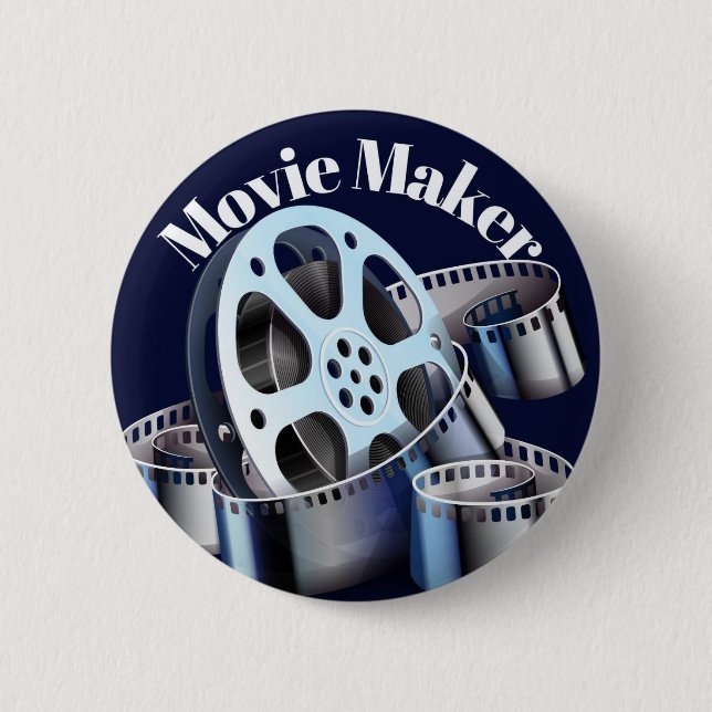 Movie Maker Silver Plated Necklace 2 Inch Round Button (Front)
