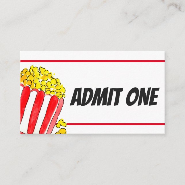 Movie night admit one ticket favour card insert (Front)