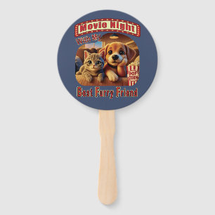 Movie Night - Best Furry Friend - Cute Cat & Dog Hand Fan