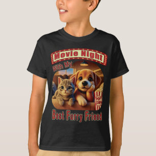 Movie Night - Best Furry Friend - Cute Cat & Dog T-Shirt