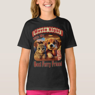 Movie Night - Best Furry Friend - Cute Cat & Dog T-Shirt