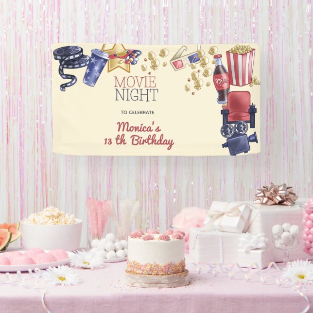 Movie night birthday for kids banner (Party)