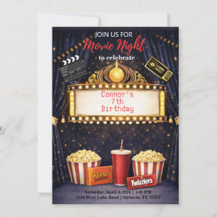 Movie Night Birthday Invitation 