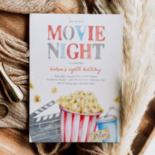 Movie Night Birthday Invitation   Movie Party