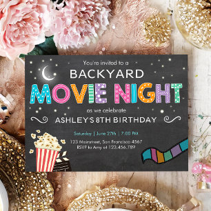 Movie Night Birthday Invitation Under the Stars