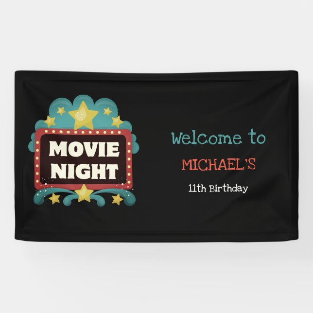 Movie Night Birthday Party Cinema Welcome Banner (Horizontal)